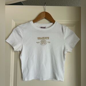 Guess Originals White and Gold Logo Tee